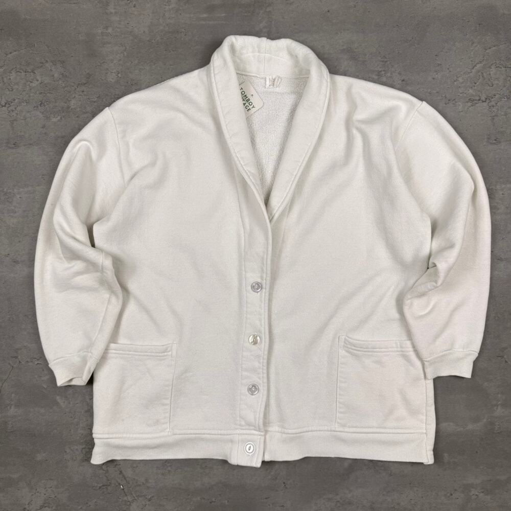 Vintage Grandpa Robe White Sweater Distressed